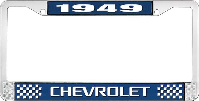 1949 CHEVROLET BLÅ OG KROM nummerskilt RAMME MED HVIT LETTE