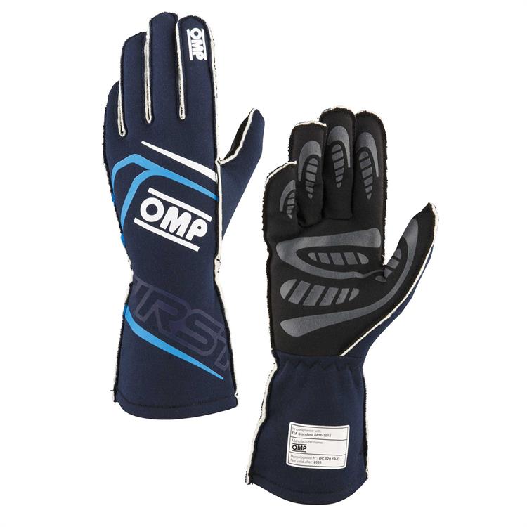 FIRST GLOVES FIA 8856-2018 MY2025 NAVY BLUE / CYAN SZ. M