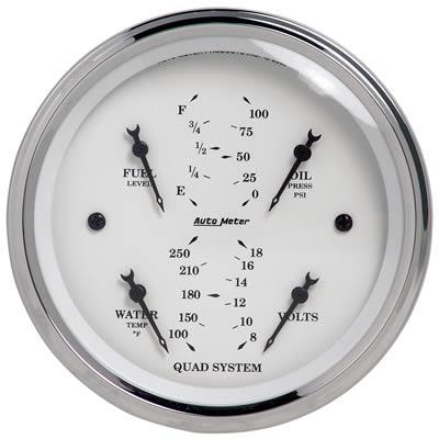 oljetrykk/vann temp/Volt/tankmåler 86mm Gammel Tyme Hvit elektrisk