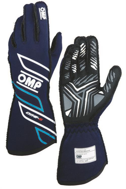 ONE-S GLOVES my2025 FIA 8856-2018 NAVY BLUE / CYAN SZ. L