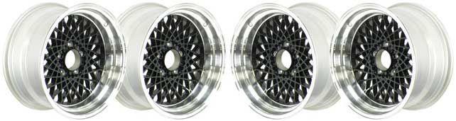 16" GTA ALLOY WHEELS - SET OF (4) - (2) ZERO OFFSET & (2) 16MM OFFSET - BLACK CENTERS