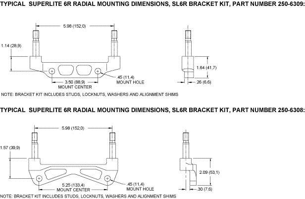 calipers montering kits i/brakett-sl6r-5.25" mount"