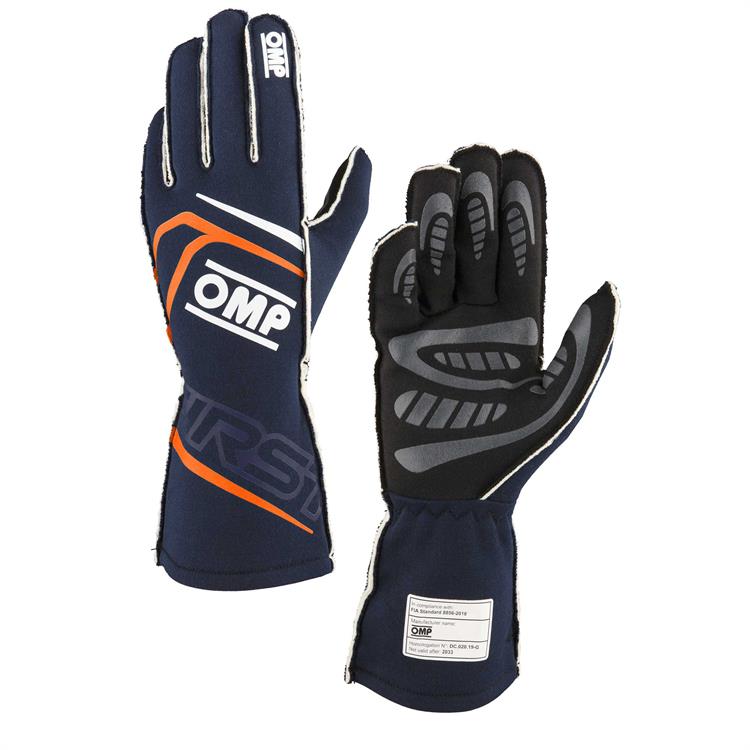 FIRST GLOVES FIA 8856-2018 MY2025 NAVY BLUE / FLUO ORANGE SZ. S