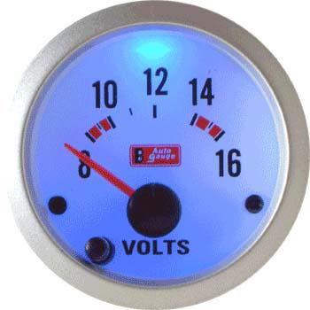 voltmeter 0-16V 52mm (7 farger)