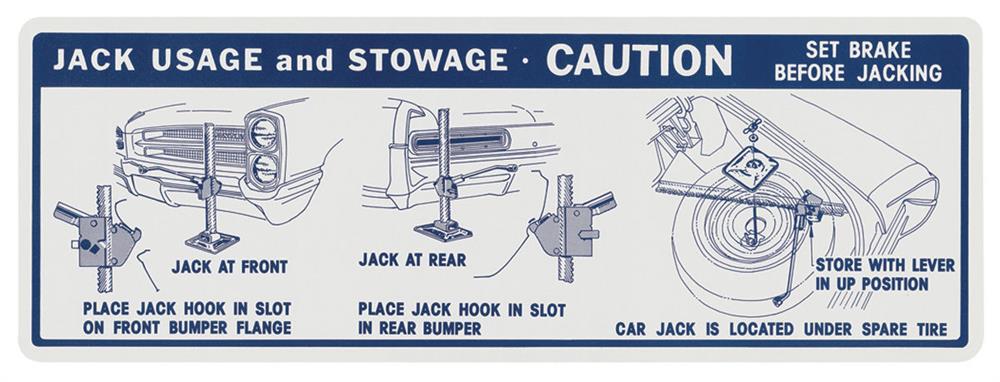 Klistremerke, 66 Pontiac, Jacking Bruksanvisning, Konvertibelt
