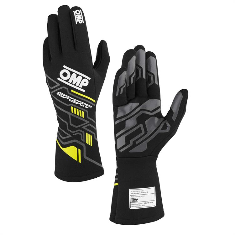 SPORT GLOVES FIA 8856-2018 MY2025 BLACK / FLUO YELLOW SZ. L