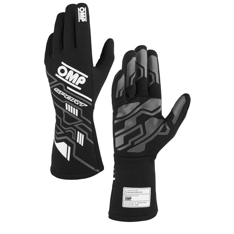 SPORT GLOVES FIA 8856-2018 MY2025 BLACK / WHITE SZ. XL