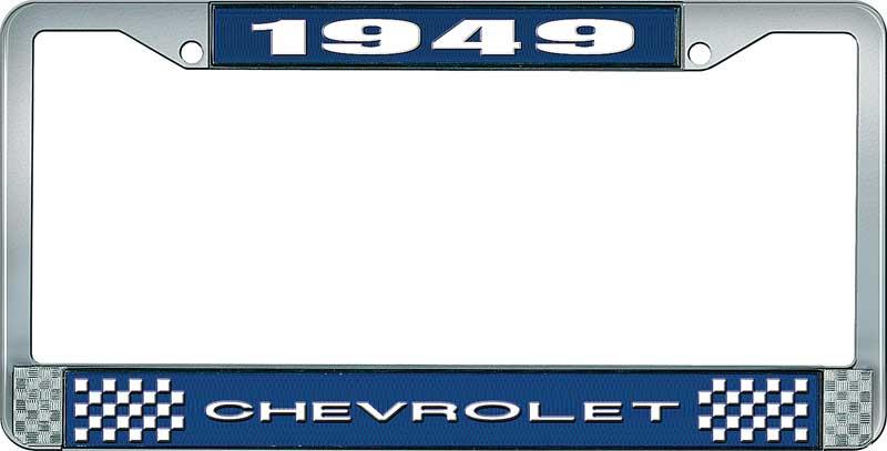 1949 CHEVROLET BLÅ OG KROM nummerskilt RAMME MED HVIT LETTE