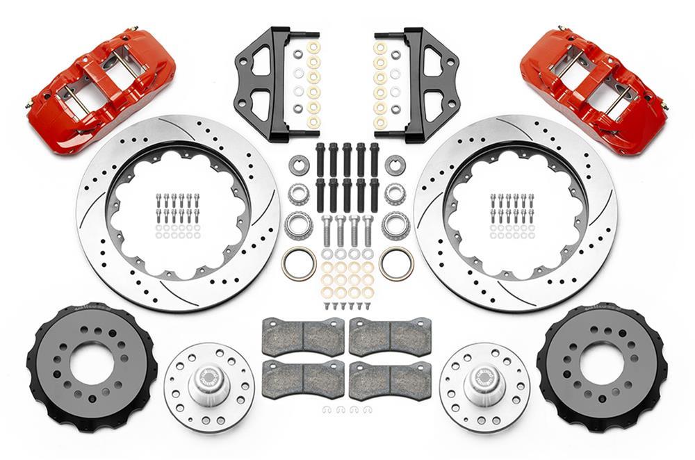 skivbromssats "AERO6 Big Brake", röda, fram