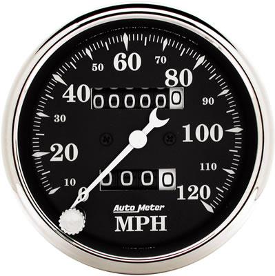 speedometer 80mm 0-120mph Gammel Tyme Svart mekanisk