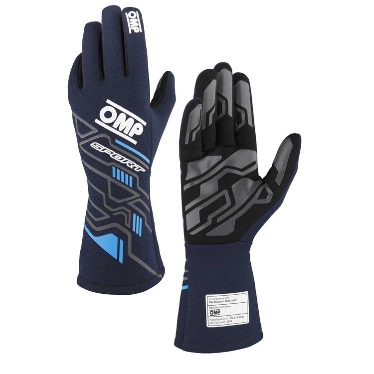 SPORT GLOVES FIA 8856-2018 MY2025 NAVY BLUE / CYAN SZ. M