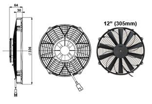 elektrisk vifte 12" (305mm) pusher Høy Makt 64mm tykk