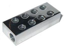 distributionsblock 1/8"NPT x 1/8"NPT, polert