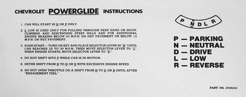 instruktionslapp Powerglide