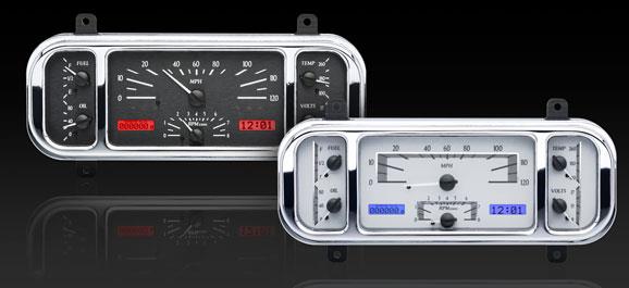 komplett instrument,1937-38 Chevy VHX, metrisk, sølv, blå belysning