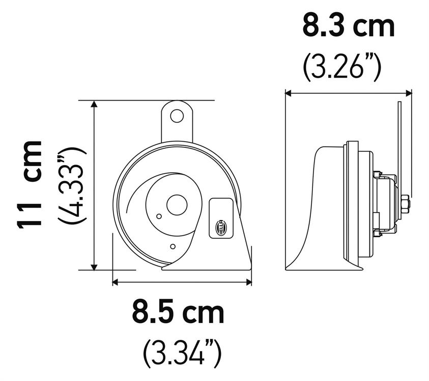 tute, Dobbel trompeter, 12 V, 110 db