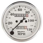 speedometer 80mm 0-120mph Gammel Tyme Hvit mekanisk