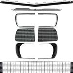 Grille kit 1967-68 CAMARO RS GRILLE KIT MED FRONTLYS RAMMER MED SØLV TRIM