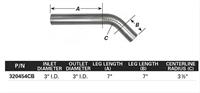 eksos albue, 3", 45 grader, radius: 3.5"